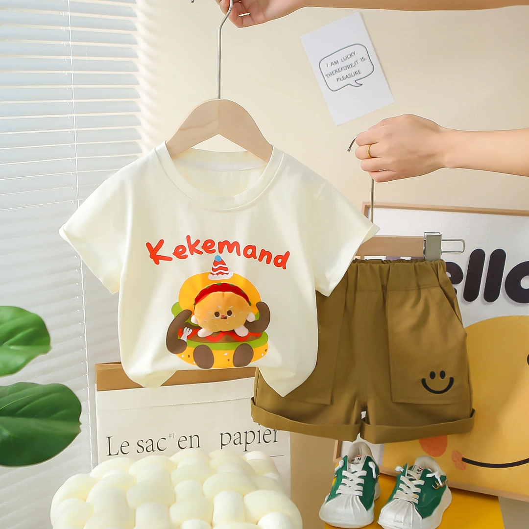 男宝宝夏装套装卡通洋气新款小童男童夏季薄款短袖两件套婴儿童装