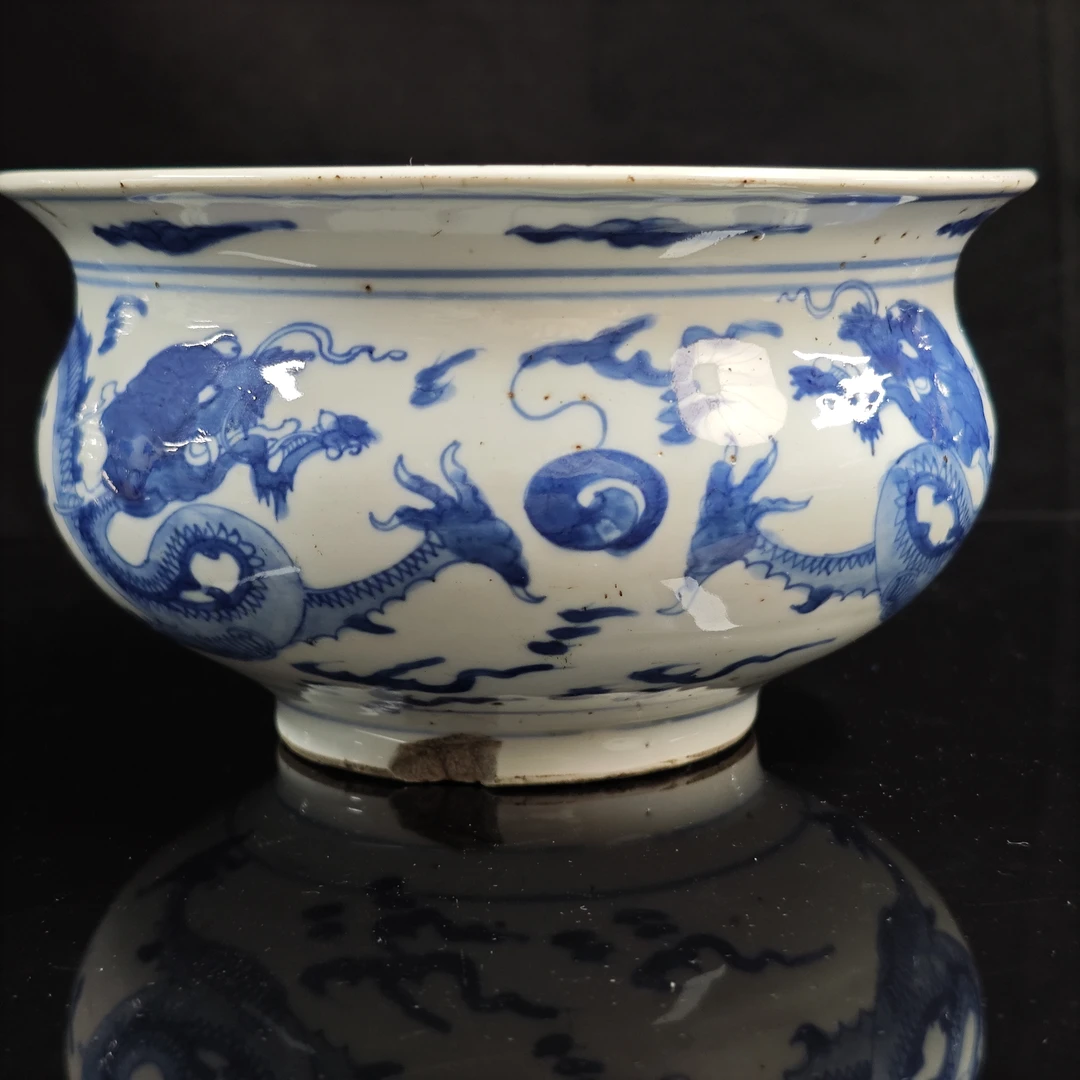 清 雍正 青花云龙纹香炉GS-0043