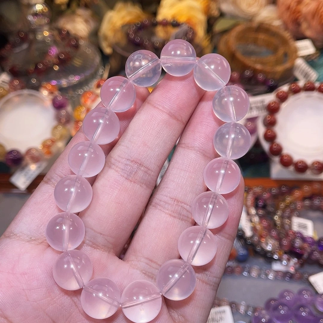 手链未镶嵌水晶粉水晶12m