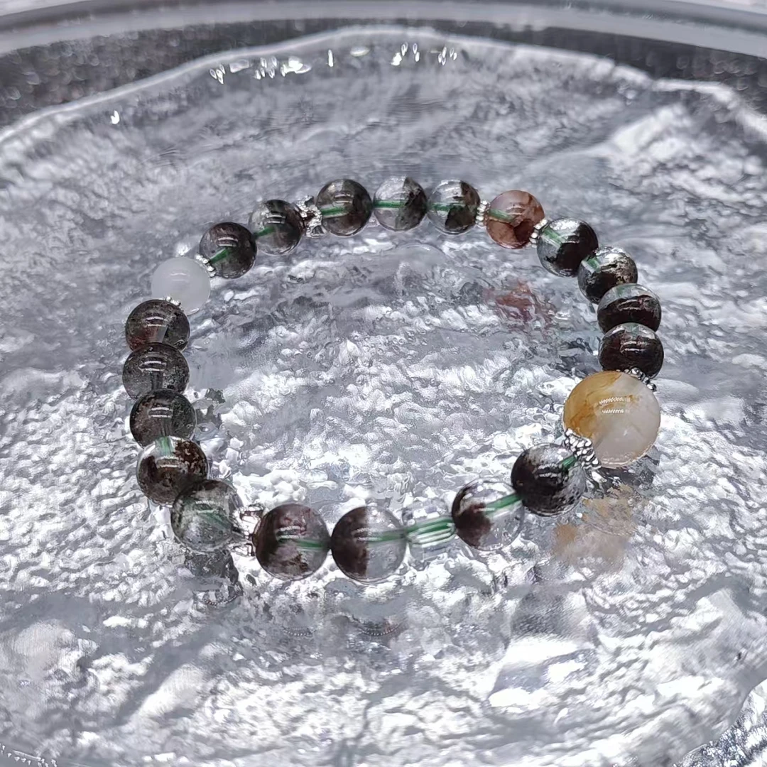 硕夏天然绿幽灵8-9mm+胶花设计款手链多样性发其一SX305