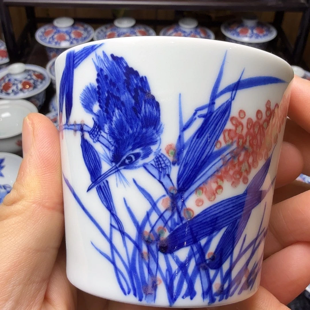 釉里红丹翠可乐杯矿点微瑕