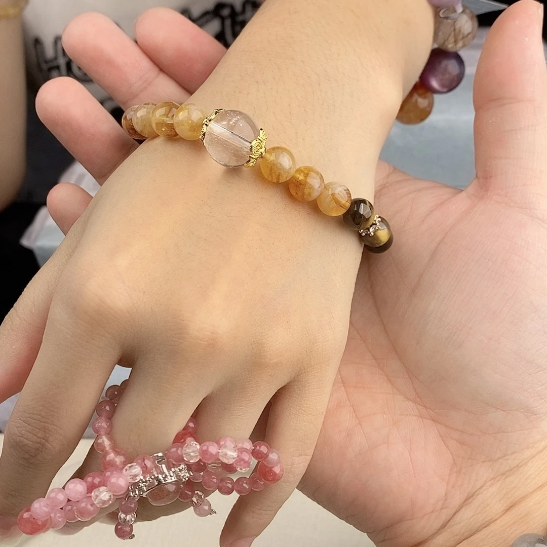 手链水晶银S925镀金镶嵌