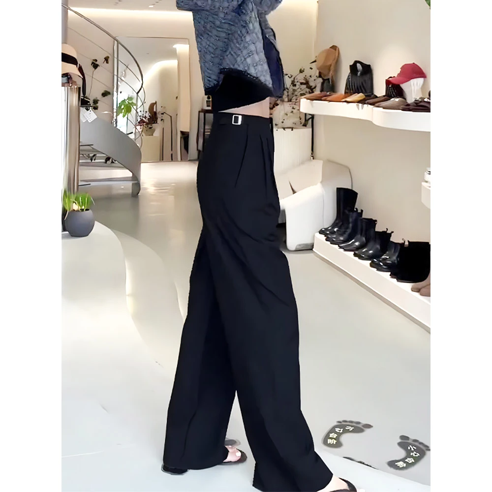 黑色西装裤女2025秋季新款韩系时尚设计通勤百搭高腰显瘦阔腿裤