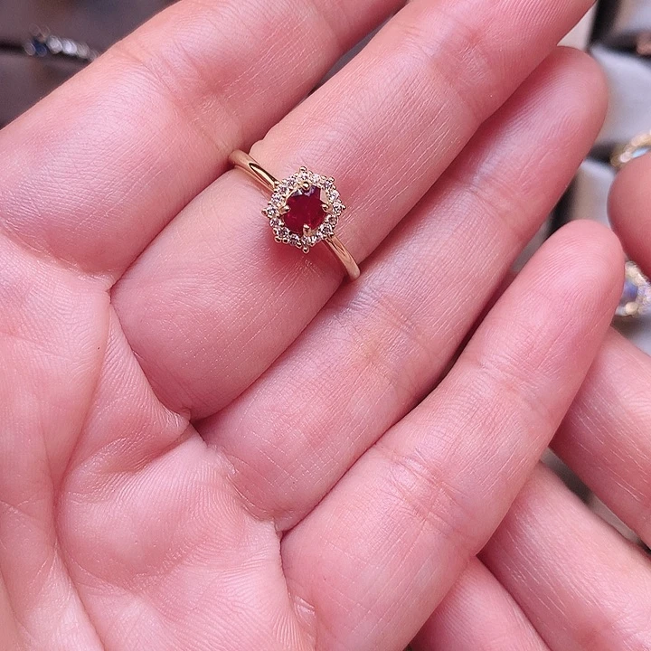 红宝石戒指银S925镶嵌司*