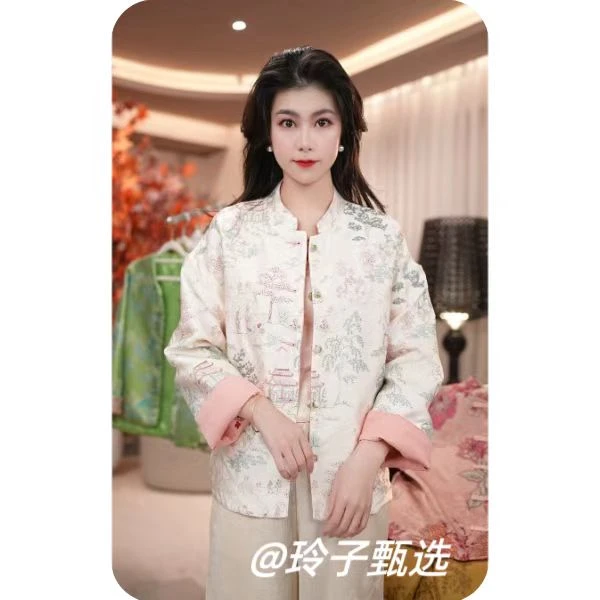 【玲子】亭台楼阁双面穿中式刺绣国风复古春秋气质外套女