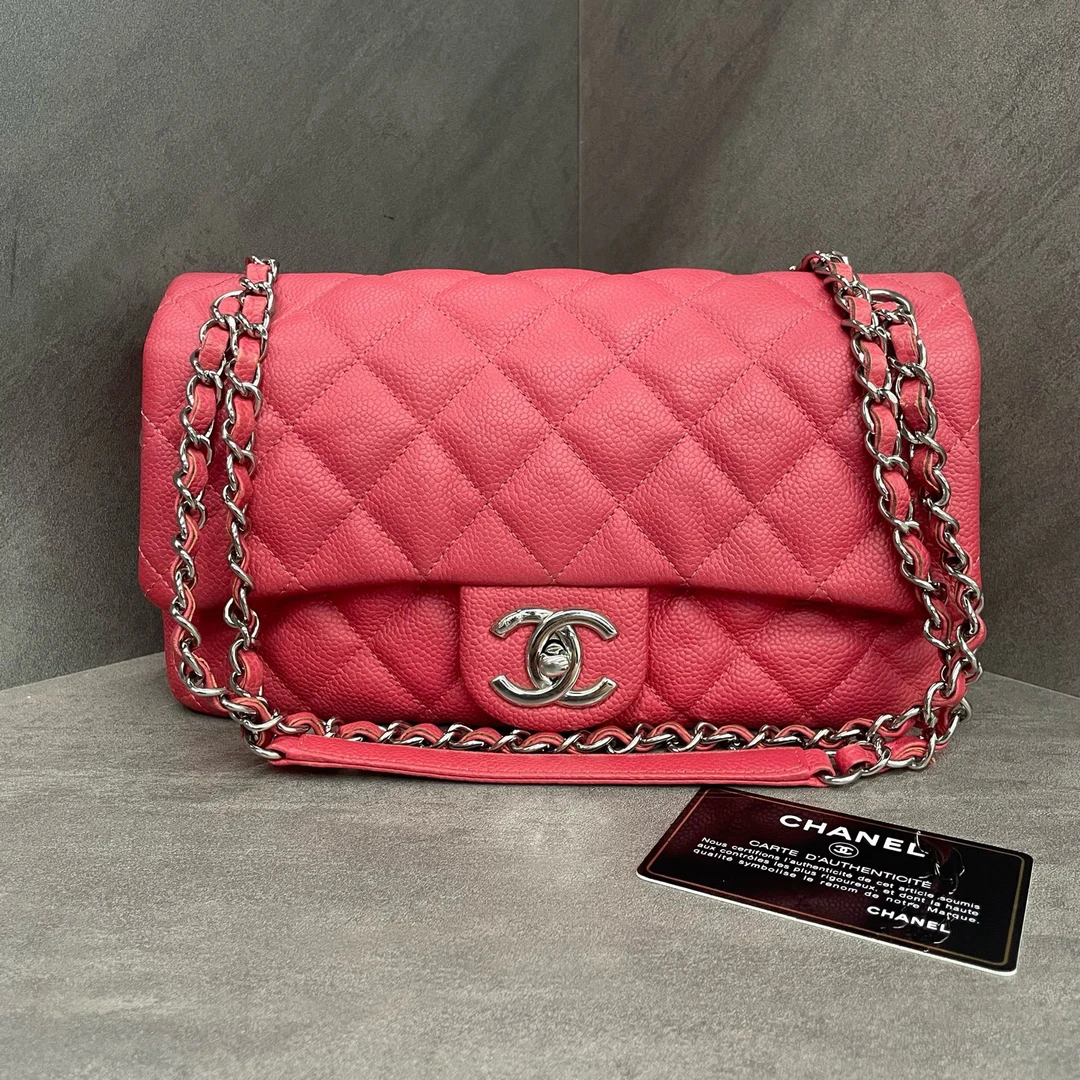 95新 Chanel/香奈儿 Chanel cf中号季节款 荔枝皮 红色 20开带卡