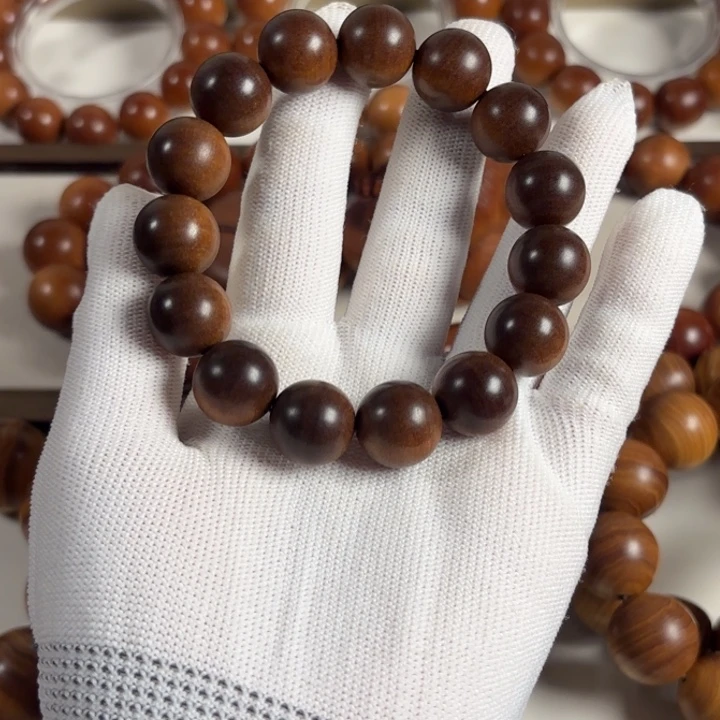 像***流檀香木1.5圆珠老山檀黑肉奶香奶甜