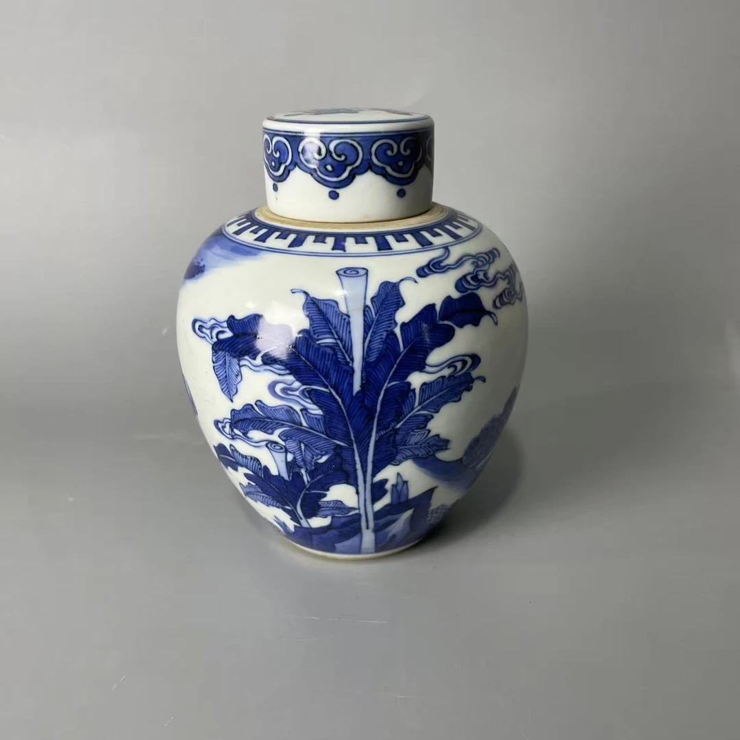 青花麒麟送子盖罐