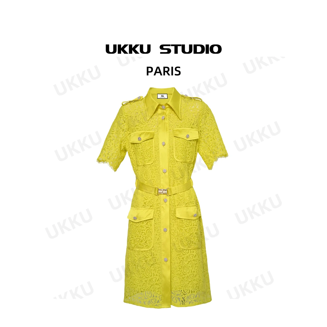 【UKKU STUDIO】2024夏季气质轻奢显瘦蕾丝女士连衣裙312122