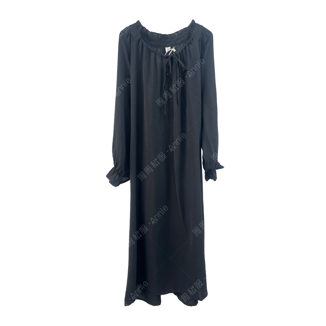 【安妮大码003】春简约裙子黑色时尚百搭蕾丝弹性宽松大码长裙