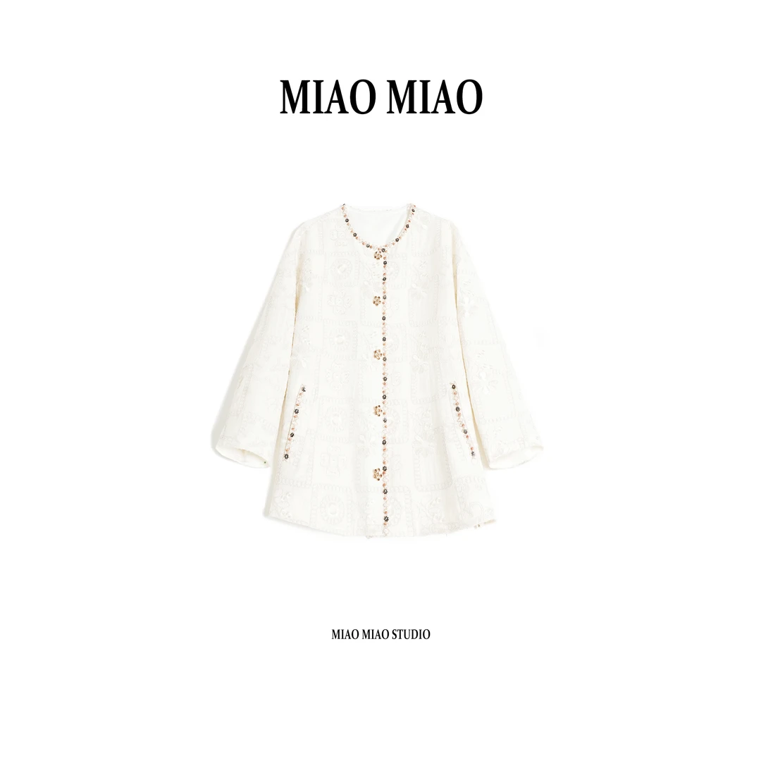 【苓光】淼淼家20699秋季国风气质优雅新中式刺绣小香风丝麻外套