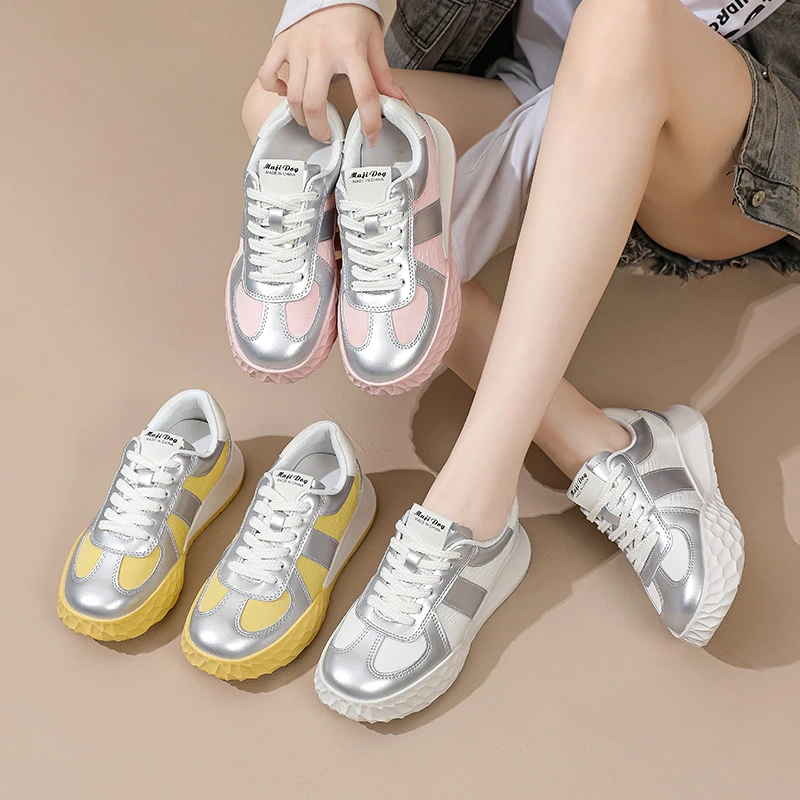 秋季老爹鞋3cm系带老爹鞋休闲鞋女鞋欧若增高厚底66006