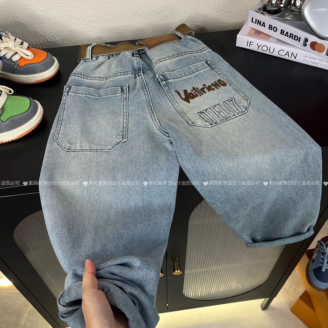 儿童春季牛仔裤2025新款中大童男童帅气休闲宽松长裤子韩系穿搭潮