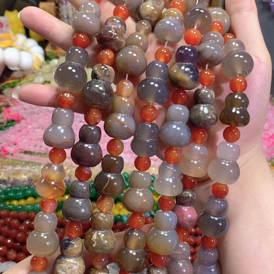 玛瑙/玉髓未镶嵌珠宝半成品玛瑙葫芦一条卡20mm