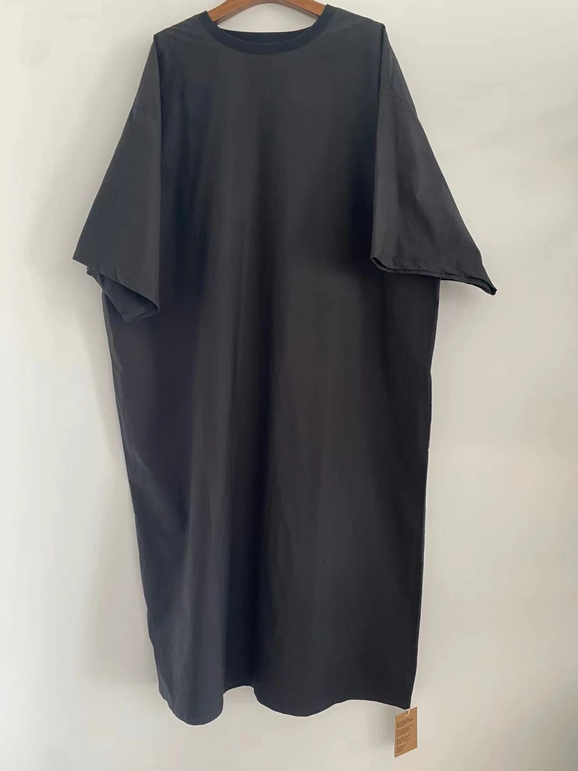 夏季新款极简圆领休闲短袖 长裙 平平无奇微胖可入