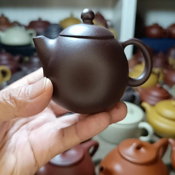 紫砂茶盘原矿紫泥龙蛋150cc内推半手工