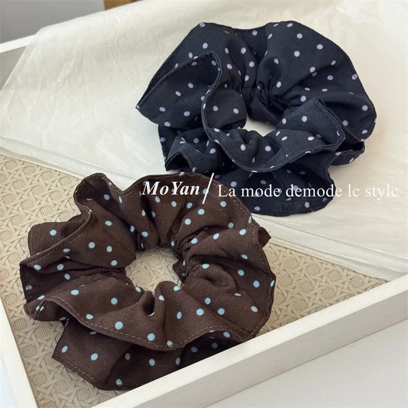 韩版亮色波点双层束腰大肠发圈女扎丸子头头绳气质不伤发头花发绳