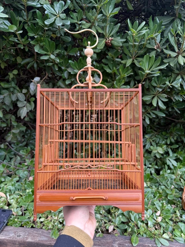 越南进口红竹笼绣眼柳莺笼长款 22.5 厘米高度25厘米丝距0.9厘米