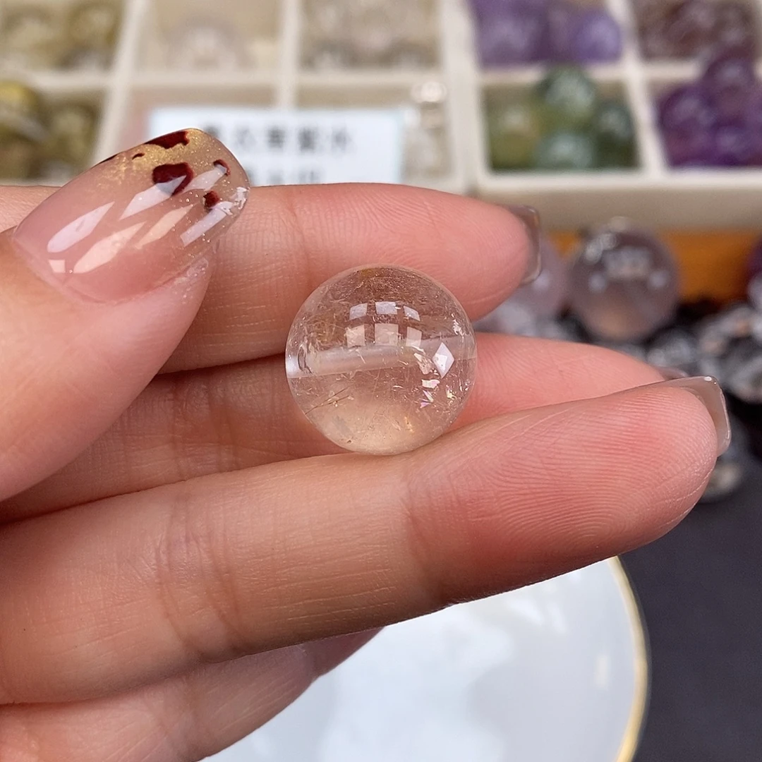 未镶嵌水晶珠宝半成品带发晶