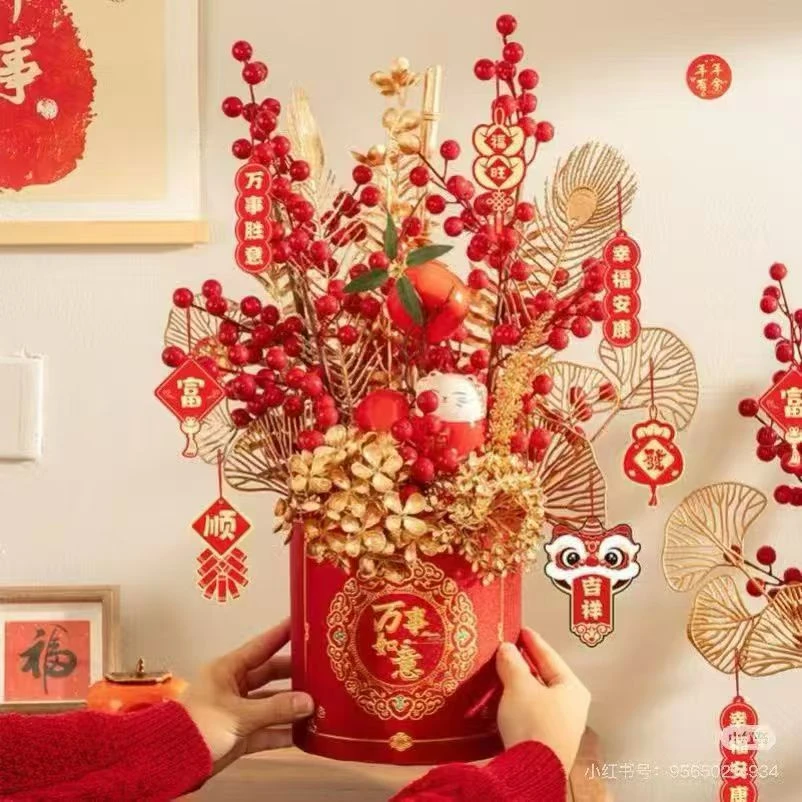 发财果仿真花福桶客厅室内装饰开业乔迁新居摆件