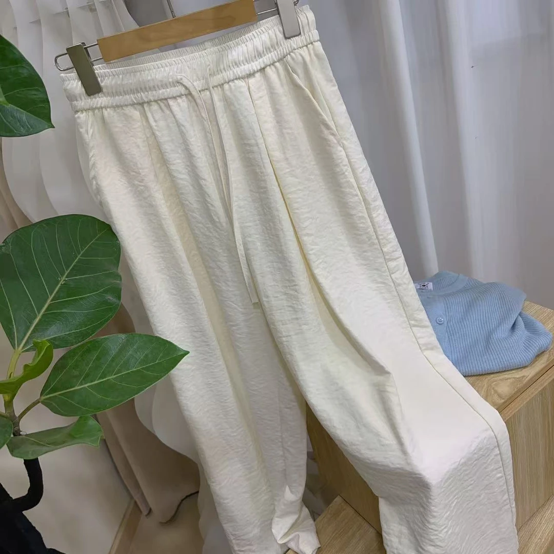 米白肌理免烫皱皱裤