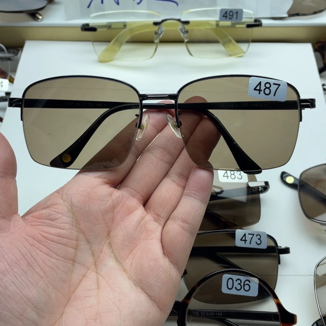 茶水晶半框眼镜 487