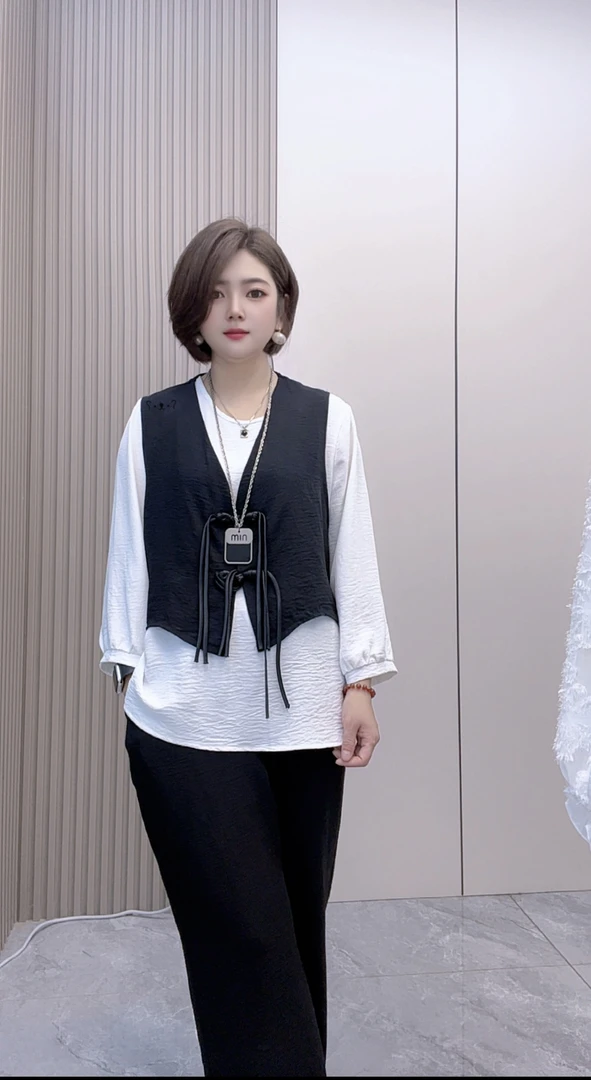 套装女2025秋季时尚休闲国风两件套上衣阔腿裤三件套宽松显瘦