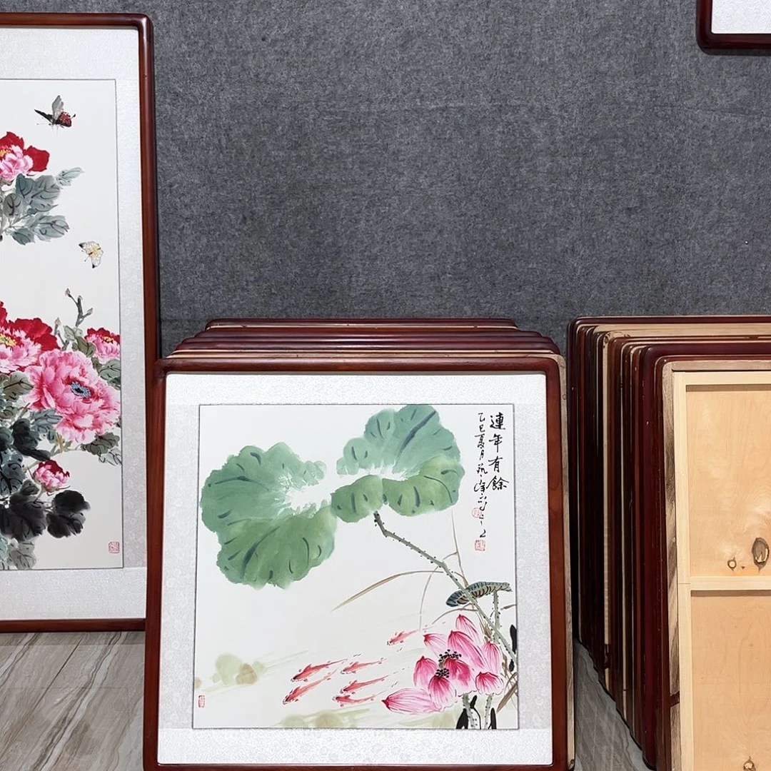 国画书画作品带框63×63