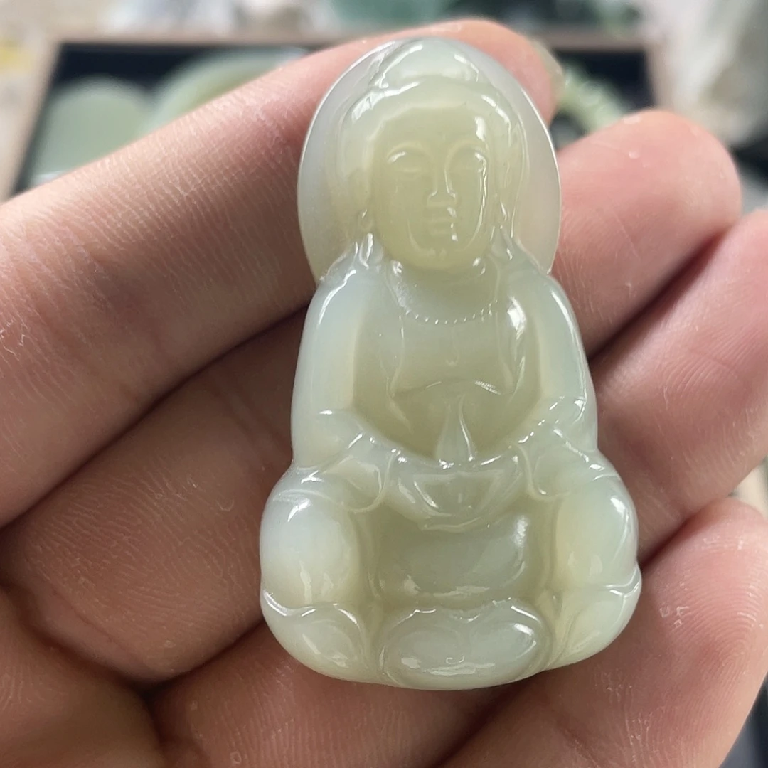 和田玉未镶嵌颈饰“****”新疆且末钢板料观音吊坠