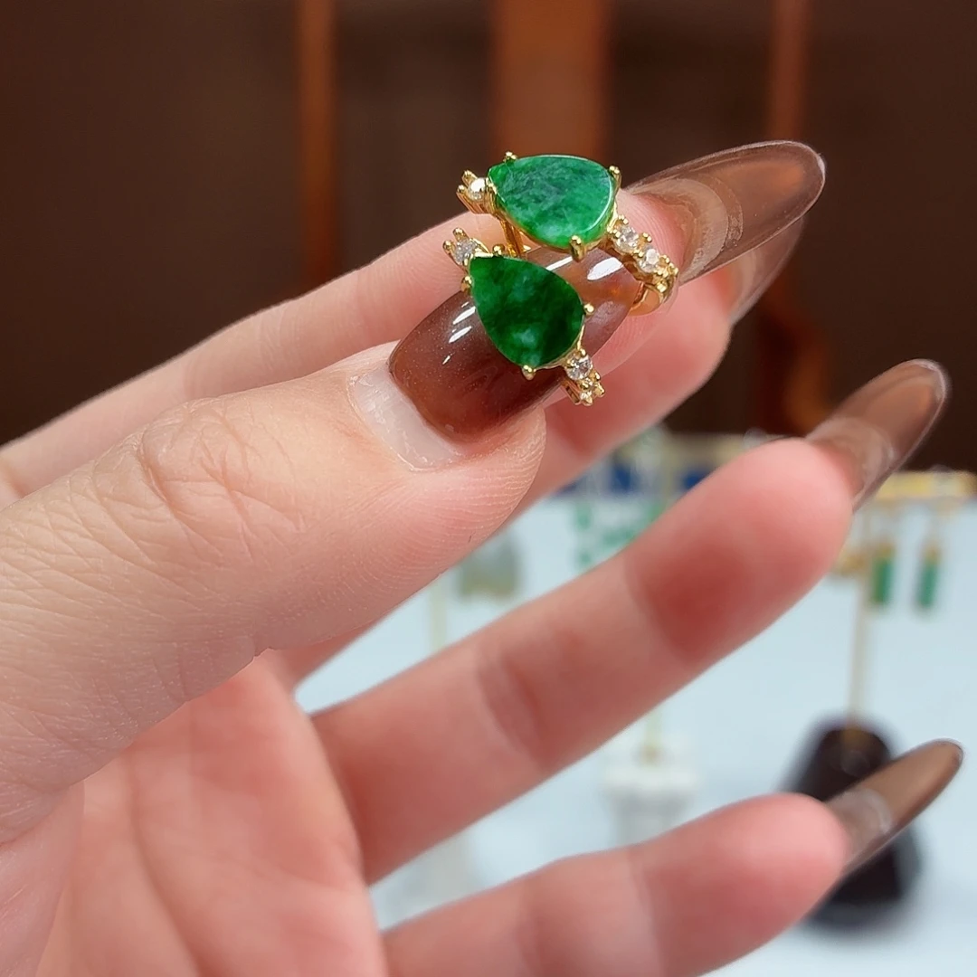 翡翠银S925镶嵌耳饰