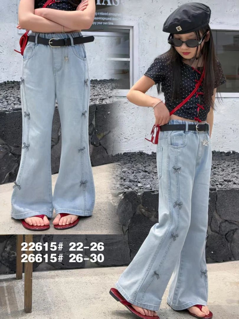 女宝牛仔裤蝴蝶结款