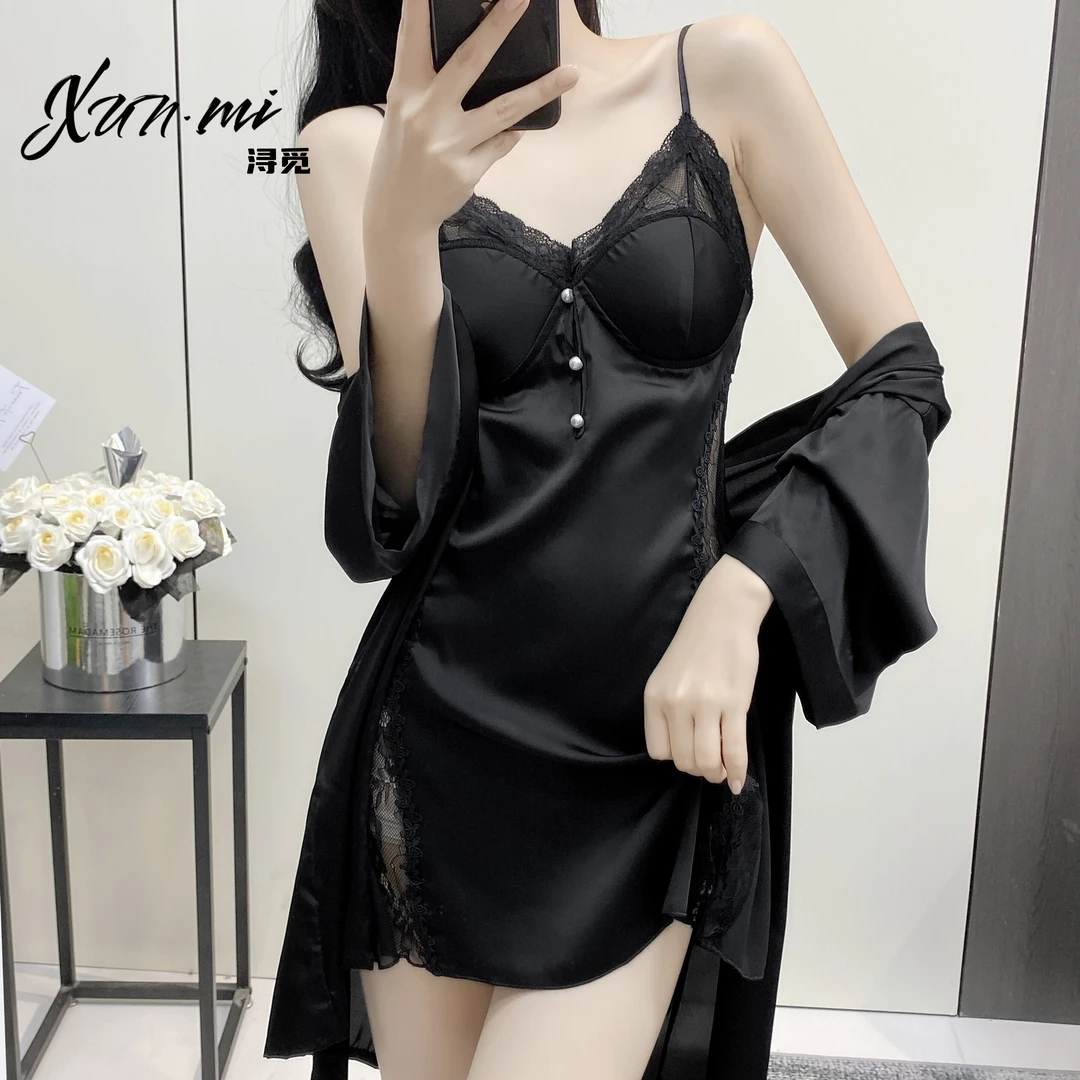 Xunmi/浔觅「恋恋倾心」新款缎面高定轻奢睡衣性感睡裙家居服