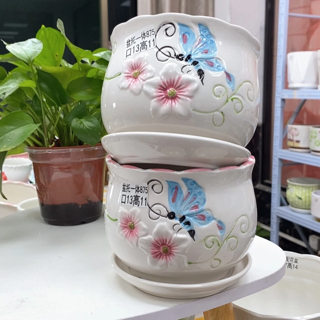 夏西陶瓷花盆@@5875