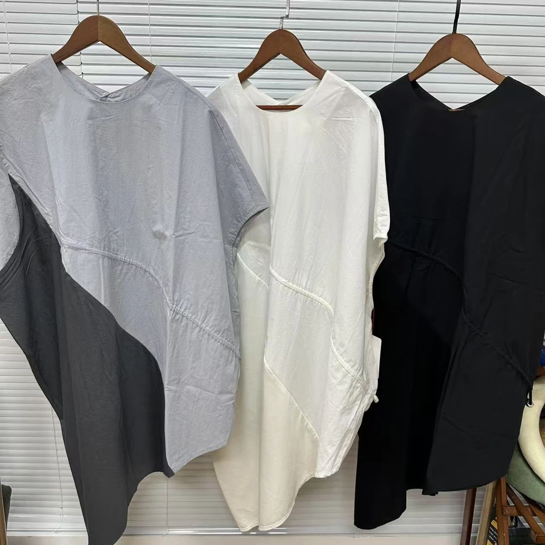 三色拼接设计款长款宽版T恤（25041203）抖音商城爆款好物