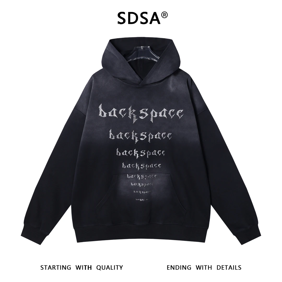 SDSA男士秋冬新款痞帅男装潮牌简约印花字母连帽卫衣百搭时尚上衣