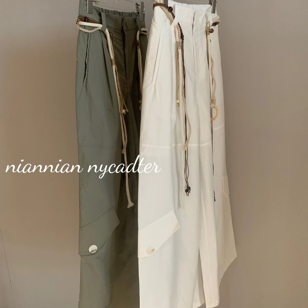 [春夏2025]腰带绳休闲裤直筒休闲裤工装裤iu2013