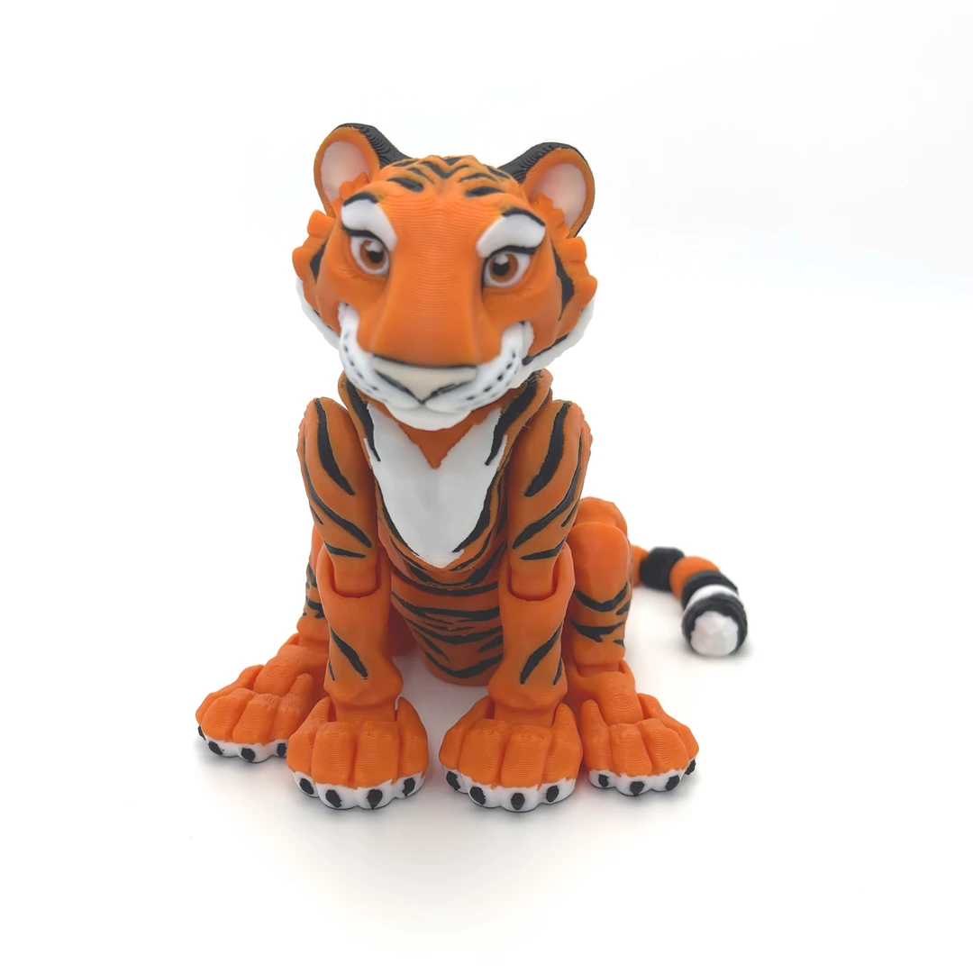 可活动老虎塑料关节玩具公仔可爱生日礼物真3D打印可玩性高大只