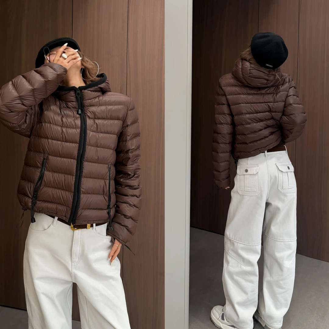 Aila｜冬季新款连帽排骨时尚薄款显瘦羽绒服轻薄短款保暖百搭外套