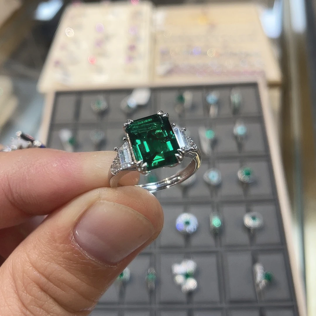 925银培育宝石实心s925银镶