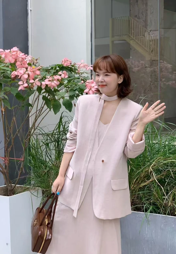 9635号56838#春新款百搭无领休闲气质西装外套（预）