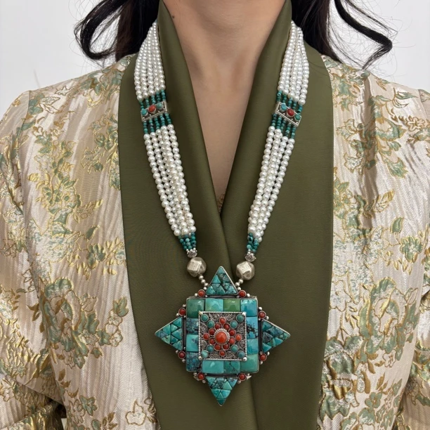 吊坠925银 【松秀饰品】尼泊尔手工藏式吊坠 通体925银 复古大气