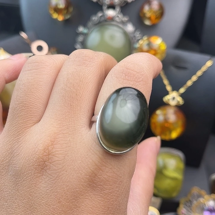 琥珀银S925镶嵌裸石