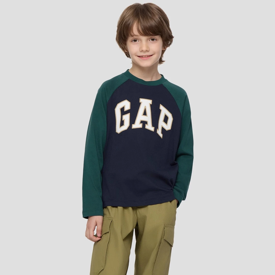 Gap【大小童同款】男女童2025秋季新款印花logo纯棉长袖T恤829283