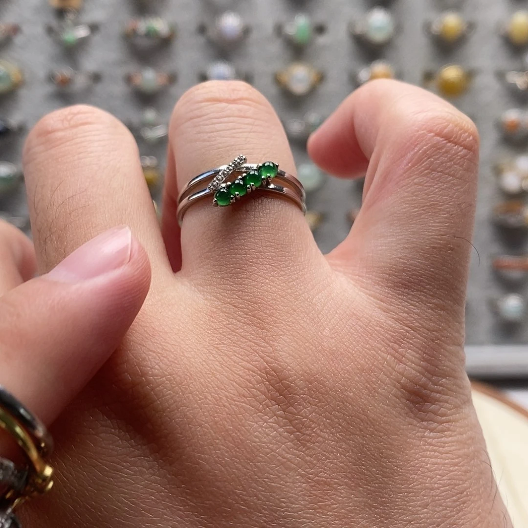 翡翠银S925镶嵌戒指