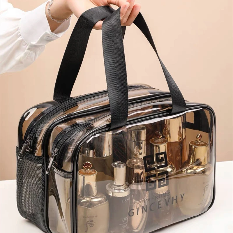pvc透明化妆包ins风旅行便携防水手提洗漱包护肤品化妆品收纳包