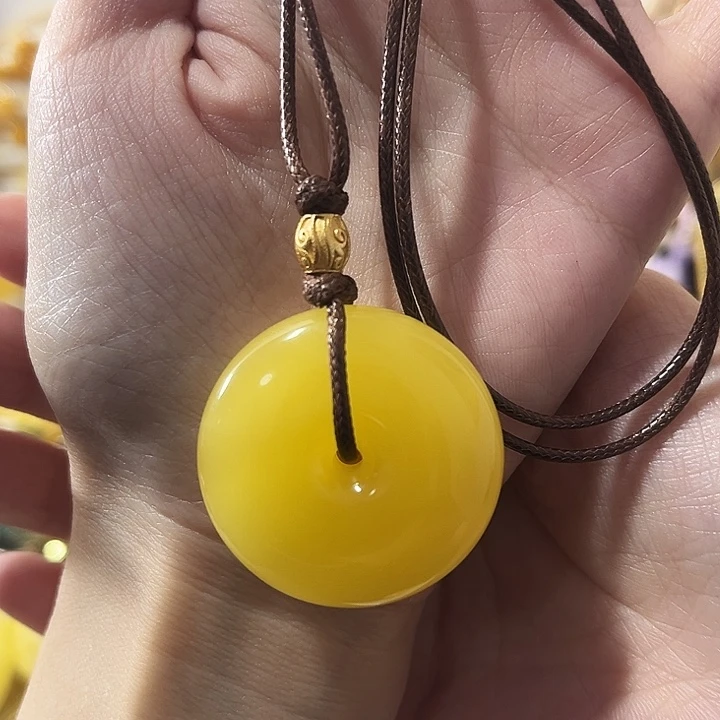 琥珀颈饰未镶嵌焦皮平安扣11.2g