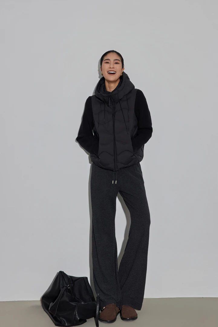 ZHENXI【冬日摩洛哥】高个子加长针织拼接羽绒服连帽外套25QDLL0675