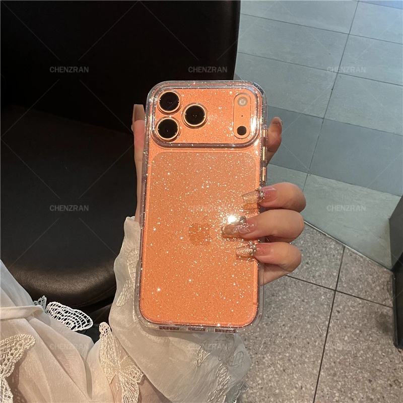 iPhone17promax手机壳15透明闪粉苹果16pro全包防摔高级感防摔壳