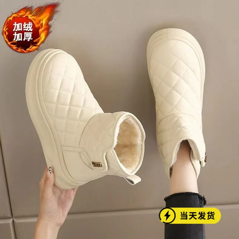 正品冬季新款皮毛一体雪地靴时尚百搭加绒加厚超软防滑防水保暖棉