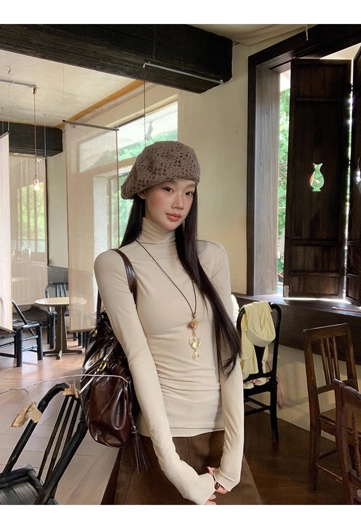 7083内搭打底衫女2025新款秋冬季长袖t恤高领独特漂亮减龄上衣